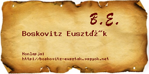 Boskovitz Euszták névjegykártya